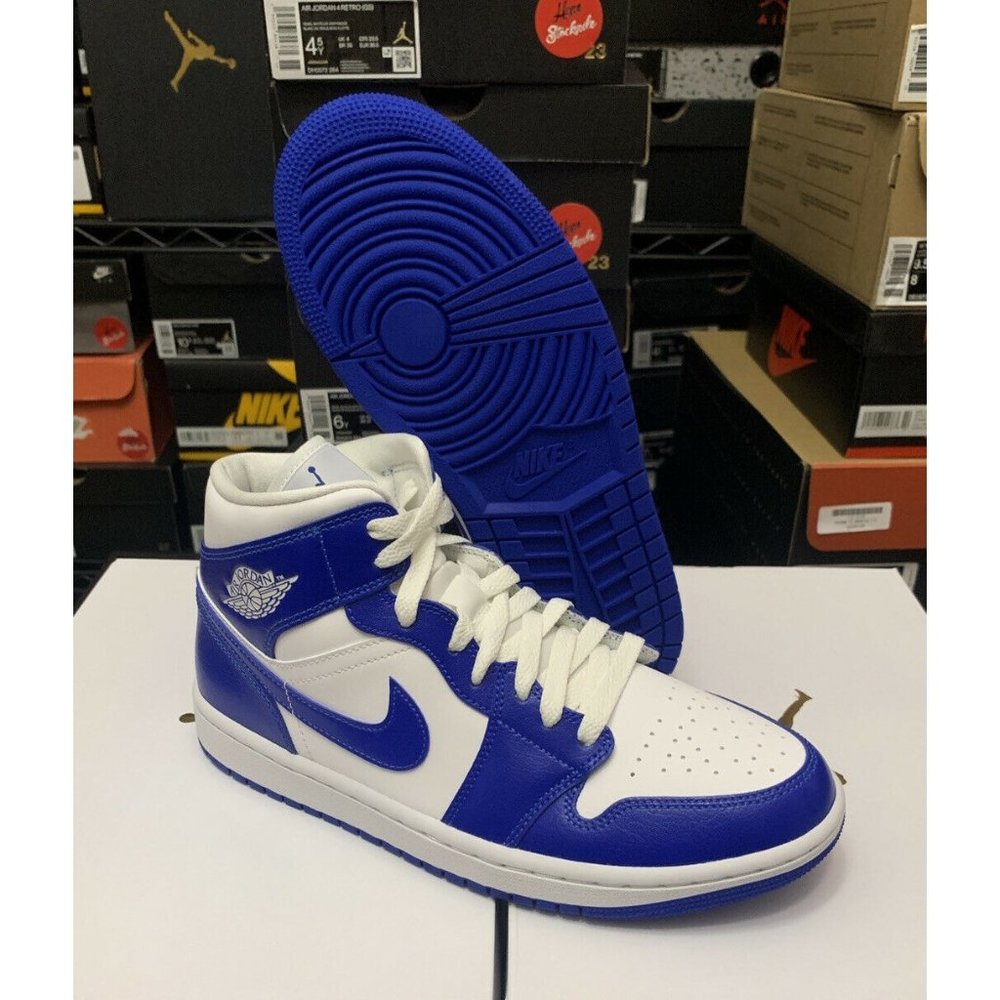 WMNS Nike Air Jordan 1 Mid Kentucky Blue White Shoes BQ6472-104 Women's Sizes